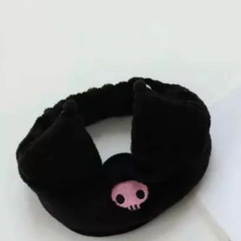 Kuromi Plush Spa Headband Hair Wrap Black Pink NWT